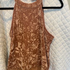 High neck, lace bottom tank in velvet